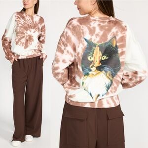 JW Anderson Organic Cotton Tie Dye Cat Print Sweatshirt Brown XS S NWT